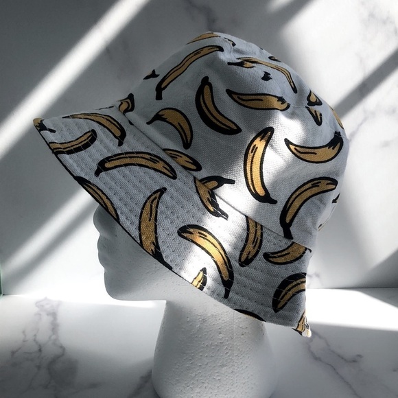Urban Outfitters Reversible Banana Print Bucket Fisherman Hat Summer Cap Unisex - Picture 7 of 10